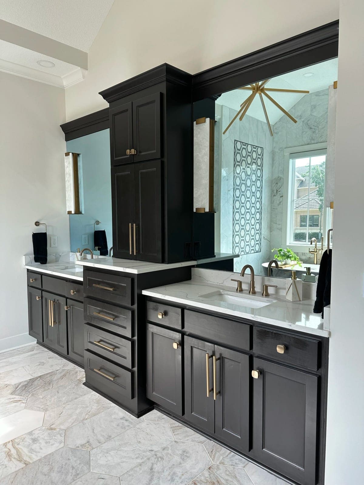 Primary bath vanity before LaMira Interiors redesign